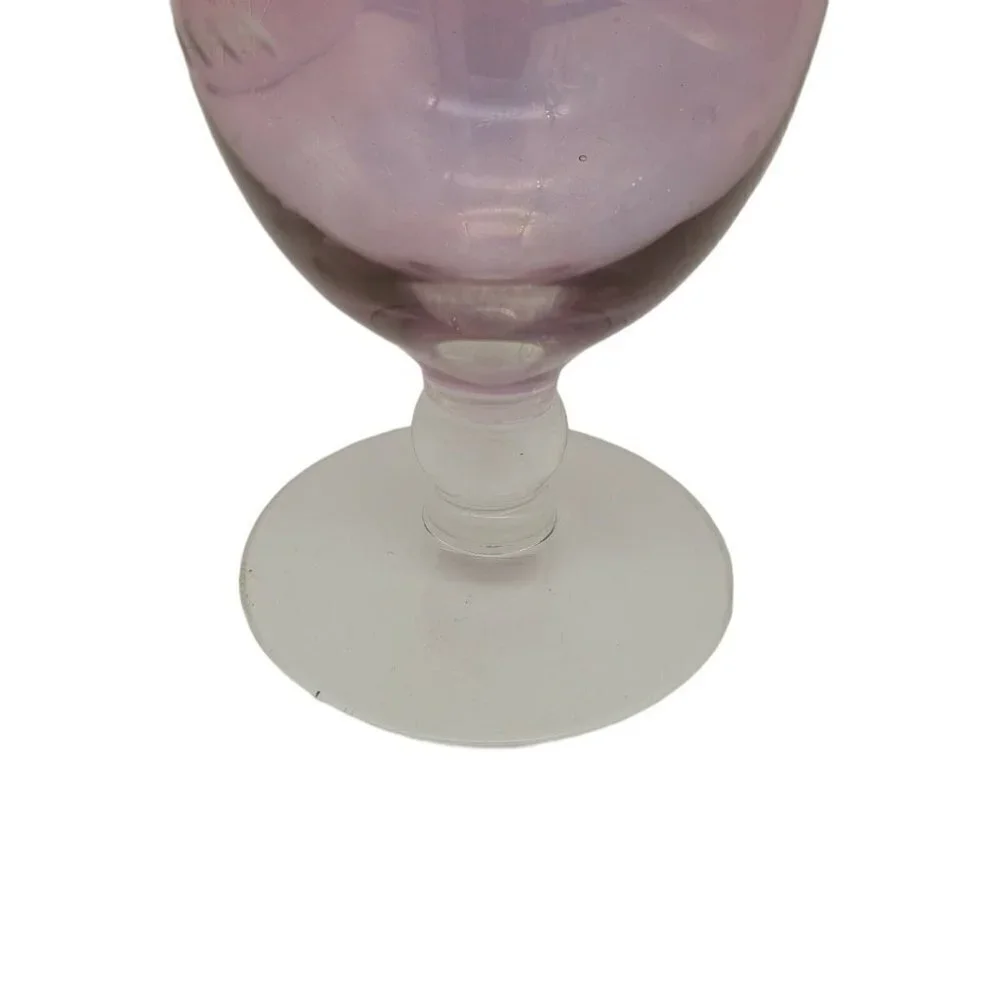 Vintage Amethyst Etched Flashed Glass Vase Light Purple Opalescent Sheen 10